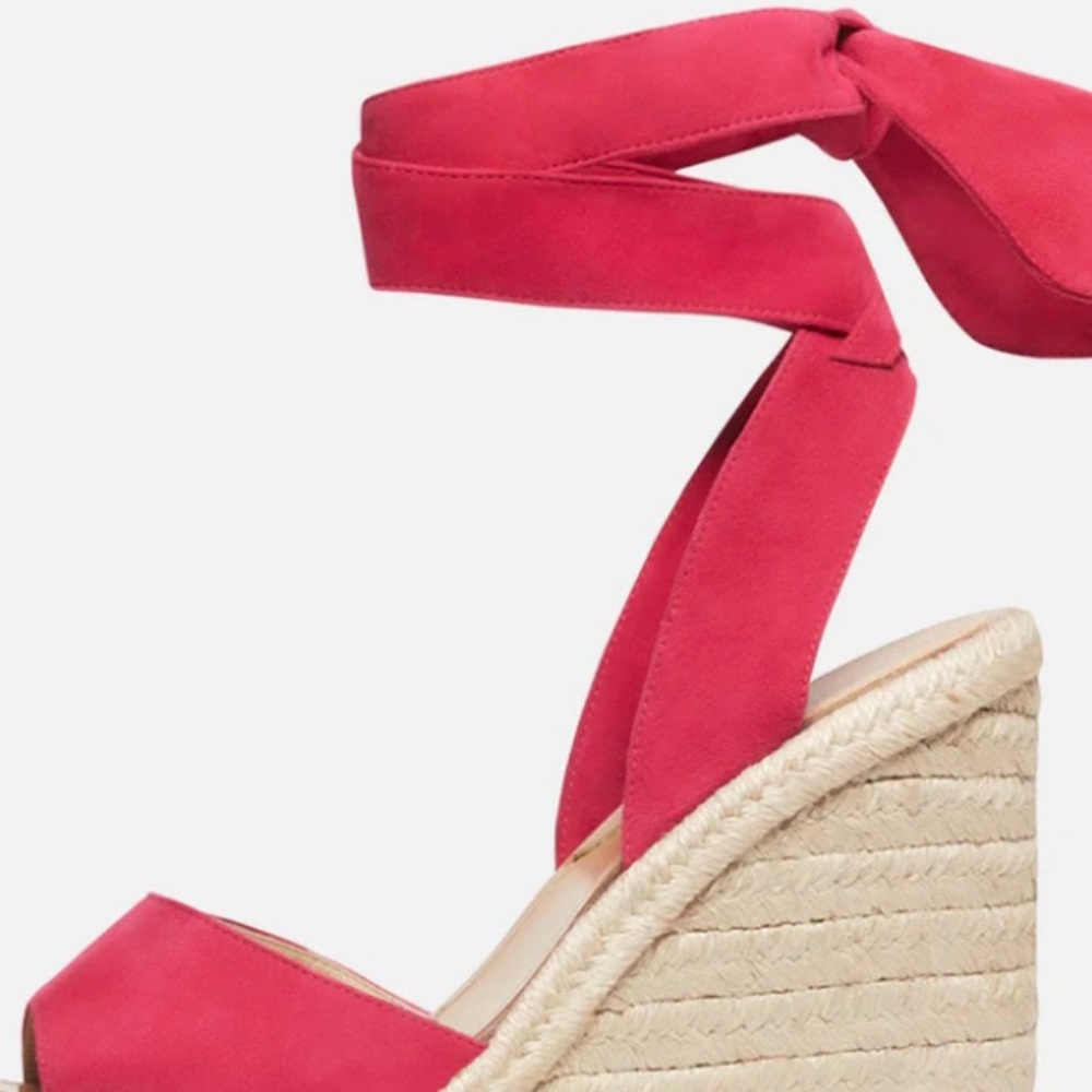 Paul Andrew Hot Pink Espadrille Wedge Sandals